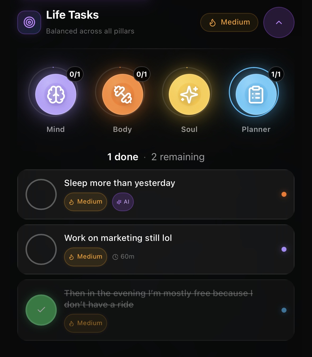 Life Tasks across Mind, Body, Soul